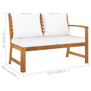 vidaXL 5-piece Garden Lounge Set with Cushions Cream Solid Acacia Wood
