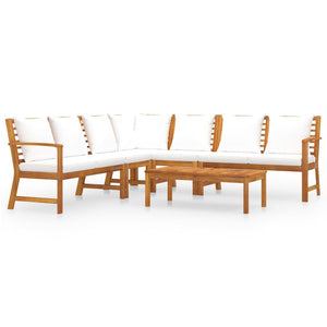 vidaXL 6-piece Garden Lounge Set with Cushions Cream Solid Acacia Wood