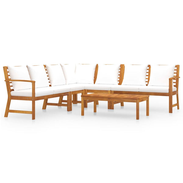vidaXL 6-piece Garden Lounge Set with Cushions Cream Solid Acacia Wood