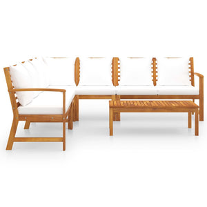 vidaXL 6-piece Garden Lounge Set with Cushions Cream Solid Acacia Wood