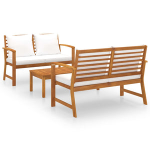 vidaXL 3-Piece Garden Lounge Set with Cushions Solid Acacia Wood