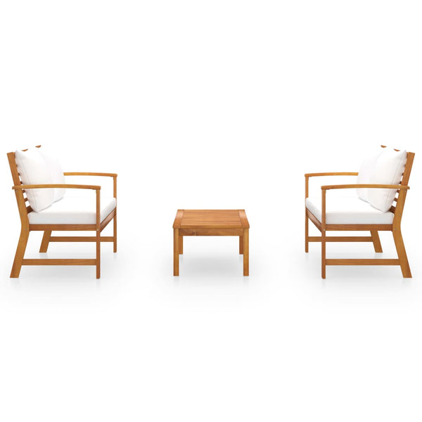 vidaXL 3-Piece Garden Lounge Set with Cushions Solid Acacia Wood