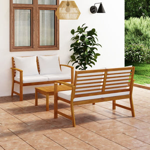 vidaXL 3-Piece Garden Lounge Set with Cushions Solid Acacia Wood