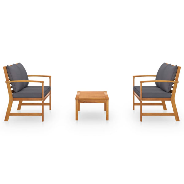 vidaXL 3-Piece Garden Lounge Set with Cushions Solid Acacia Wood