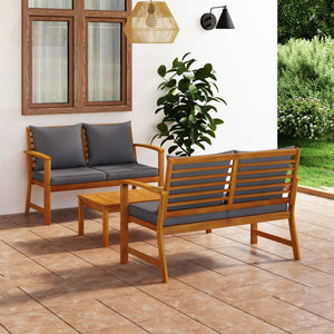 vidaXL 3-Piece Garden Lounge Set with Cushions Solid Acacia Wood