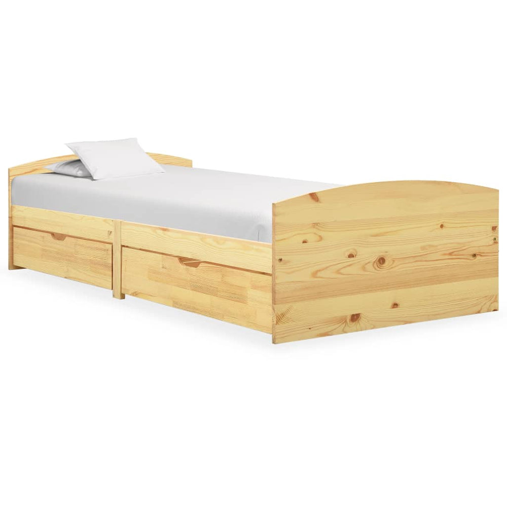 vidaXL Solid Wood Bed with 2 Drawers Pinewood 90x200 cm