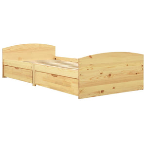 vidaXL Solid Wood Bed with 2 Drawers Pinewood 90x200 cm