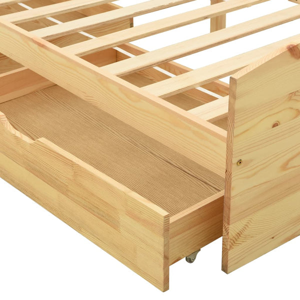 vidaXL Solid Wood Bed with 2 Drawers Pinewood 90x200 cm