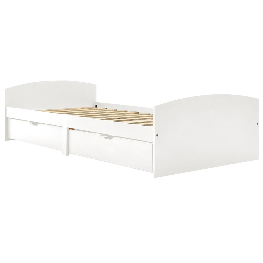 vidaXL Solid Wood Bed with 2 Drawers White Pine 90x200 cm