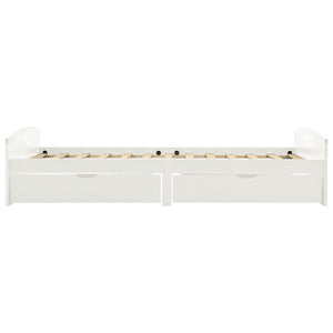 vidaXL Solid Wood Bed with 2 Drawers White Pine 90x200 cm