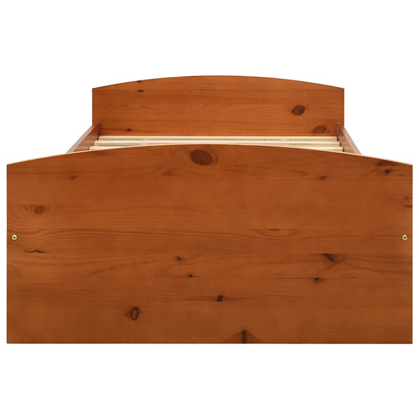 vidaXL Solid Wood Bed with 2 Drawers Honey Brown Pine 90x200 cm