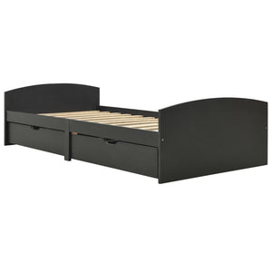 vidaXL Solid Wood Bed with 2 Drawers Grey Pine 90x200 cm