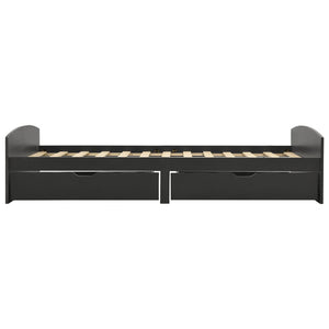 vidaXL Solid Wood Bed with 2 Drawers Grey Pine 90x200 cm