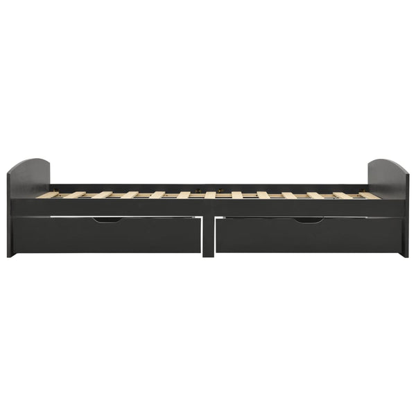 vidaXL Solid Wood Bed with 2 Drawers Grey Pine 90x200 cm