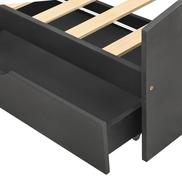 vidaXL Solid Wood Bed with 2 Drawers Grey Pine 90x200 cm