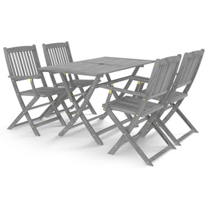 vidaXL 5-Piece Outdoor Dining Set Solid Acacia Wood Grey