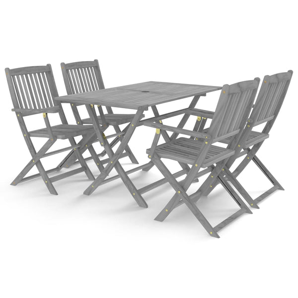 vidaXL 5-Piece Outdoor Dining Set Solid Acacia Wood Grey