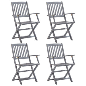 vidaXL 5-Piece Outdoor Dining Set Solid Acacia Wood Grey