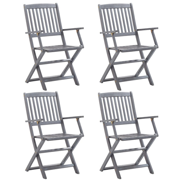 vidaXL 5-Piece Outdoor Dining Set Solid Acacia Wood Grey