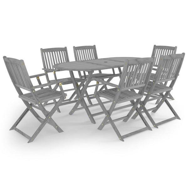 vidaXL 7-Piece Outdoor Dining Set Solid Acacia Wood Grey