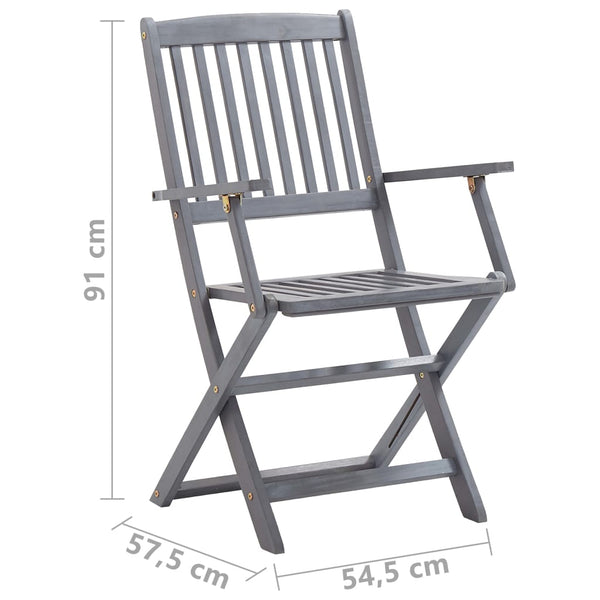vidaXL 7-Piece Outdoor Dining Set Solid Acacia Wood Grey