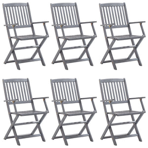 vidaXL 7-Piece Outdoor Dining Set Solid Acacia Wood Grey
