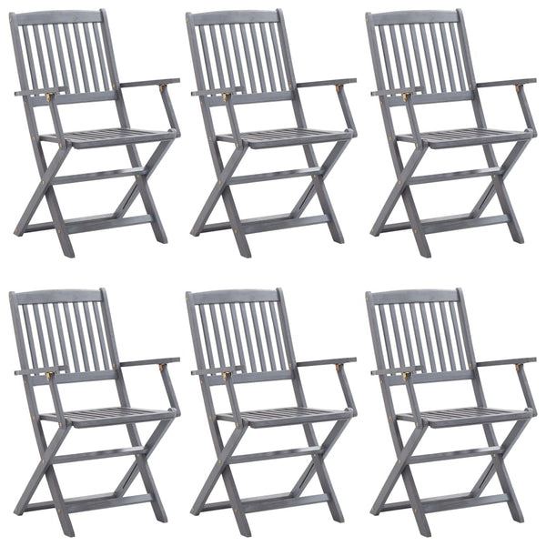 vidaXL 7-Piece Outdoor Dining Set Solid Acacia Wood Grey