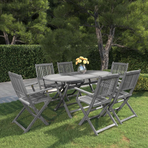 vidaXL 7-Piece Outdoor Dining Set Solid Acacia Wood Grey