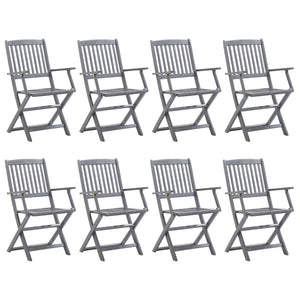 vidaXL 9-piece Outdoor Dining Set Solid Acacia Wood Grey