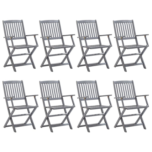 vidaXL 9-piece Outdoor Dining Set Solid Acacia Wood Grey