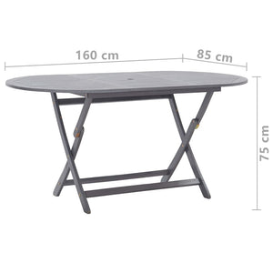 vidaXL 9-piece Outdoor Dining Set Solid Acacia Wood Grey
