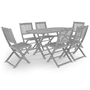 vidaXL 7-Piece Outdoor Dining Set Solid Acacia Wood Grey