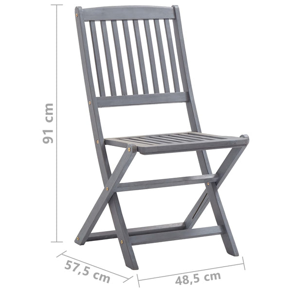 vidaXL 7-Piece Outdoor Dining Set Solid Acacia Wood Grey