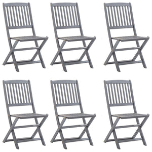 vidaXL 7-Piece Outdoor Dining Set Solid Acacia Wood Grey