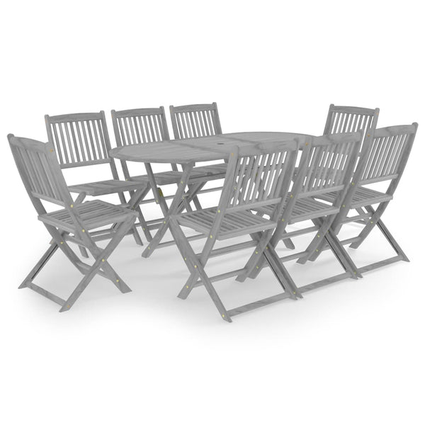 vidaXL 9-piece Outdoor Dining Set Solid Acacia Wood Grey