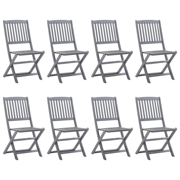 vidaXL 9-piece Outdoor Dining Set Solid Acacia Wood Grey