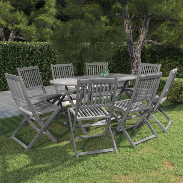 vidaXL 9-piece Outdoor Dining Set Solid Acacia Wood Grey
