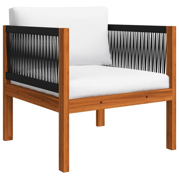 vidaXL 6-piece Garden Lounge Set with Cushions Cream Acacia Wood & Rope