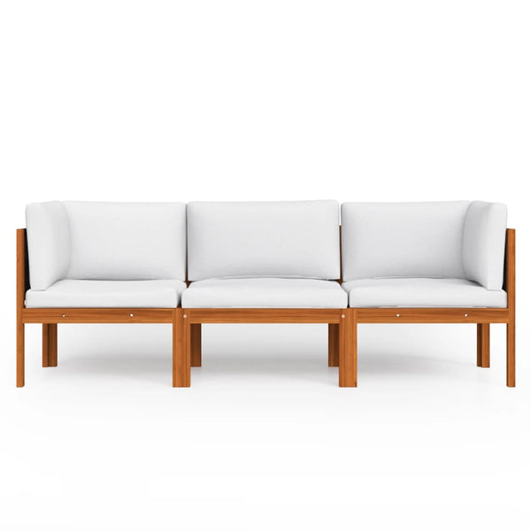 vidaXL 3-Seater Garden Sofa with Cushions Acacia Wood & Rope