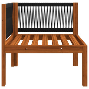 vidaXL 3-Seater Garden Sofa with Cushions Acacia Wood & Rope