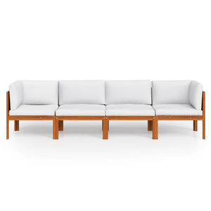 vidaXL 4-Seater Garden Sofa with Cushions Acacia Wood & Rope