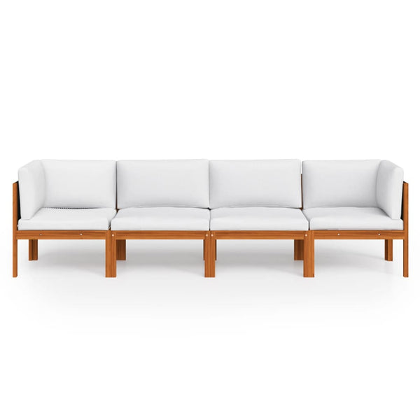 vidaXL 4-Seater Garden Sofa with Cushions Acacia Wood & Rope