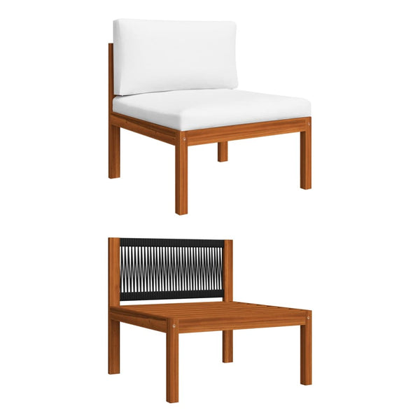 vidaXL 4-Seater Garden Sofa with Cushions Acacia Wood & Rope