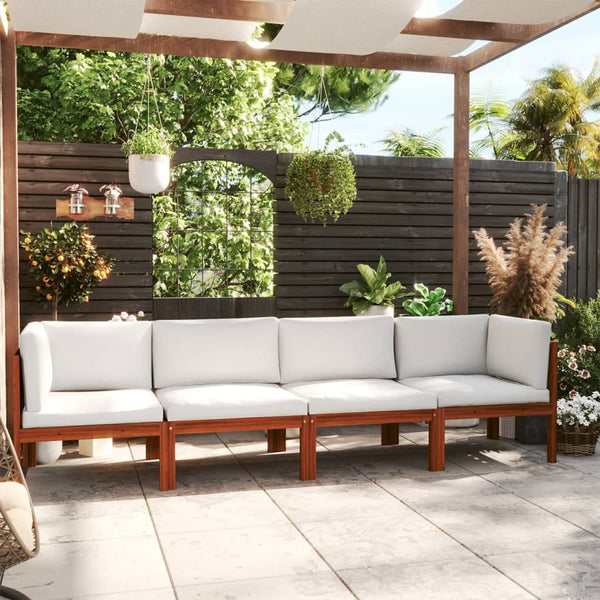 vidaXL 4-Seater Garden Sofa with Cushions Acacia Wood & Rope