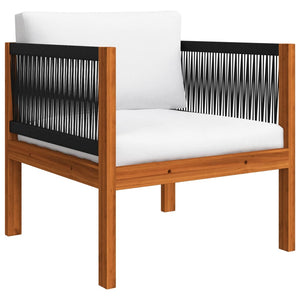 vidaXL 7-Piece Garden Lounge Set with Cushions Cream Acacia Wood & Rope
