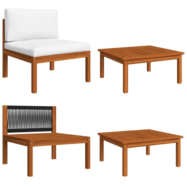 vidaXL 7-Piece Garden Lounge Set with Cushions Cream Acacia Wood & Rope