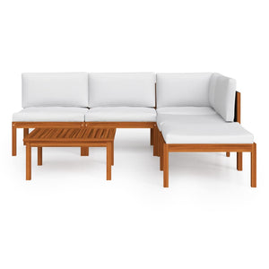 vidaXL 6-piece Garden Lounge Set with Cushions Cream Acacia Wood & Rope