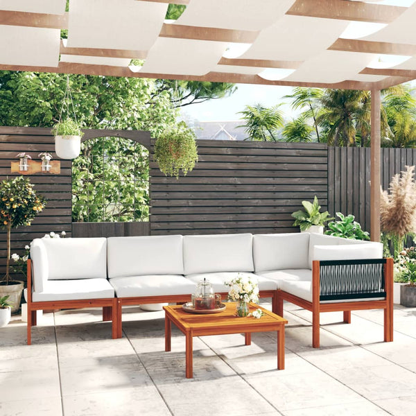 vidaXL 6-Piece Garden Lounge Set with Cushions Cream 63 x 63 cm