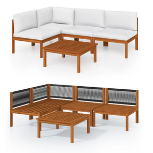 vidaXL 5-Piece Garden Lounge Set with Cushions Cream 63 x 63 cm