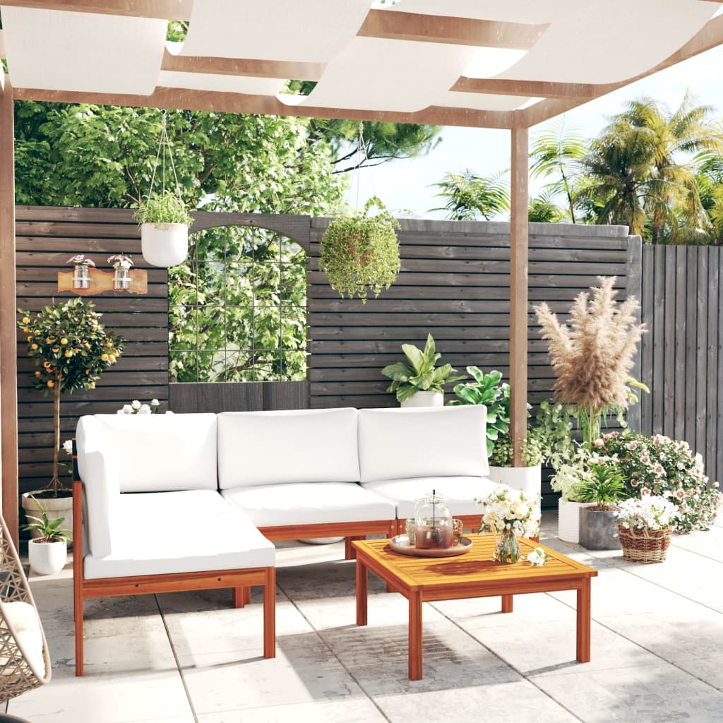 vidaXL 5-Piece Garden Lounge Set with Cushions Cream 63 x 63 cm